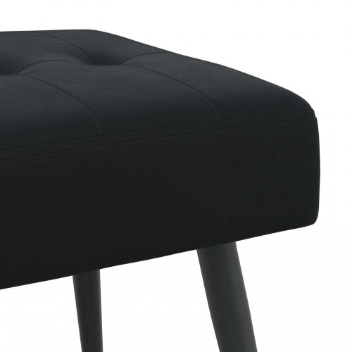 Bænk i velour med knapstopping - sort, 110 × 40 × 46 cm