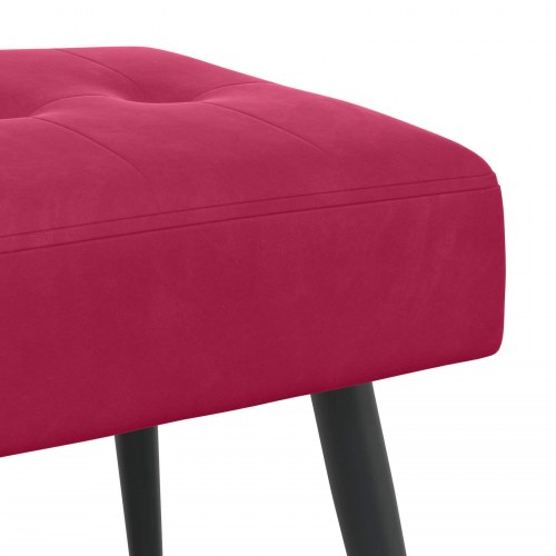 Bænk i velour med knap­tuftering - vinrød, 110 × 40 × 46 cm