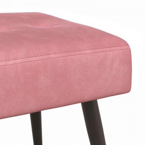 Polstret bænk med knap-tufting i velour - lyserød, 110 × 40 × 46 cm