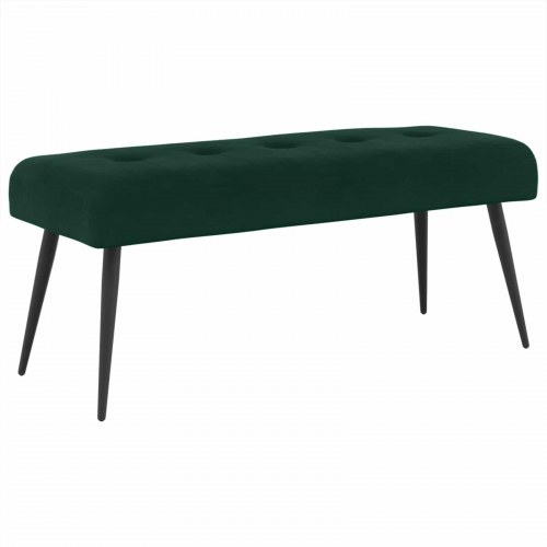 Polstret bænk i velour med knap-tufting - mørkegrøn, 110 × 40 × 46 cm