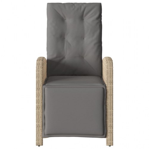 Havestole 2 stk. med lænefunktion og fodstøtte i polyrattan - beige (OUTLET B)