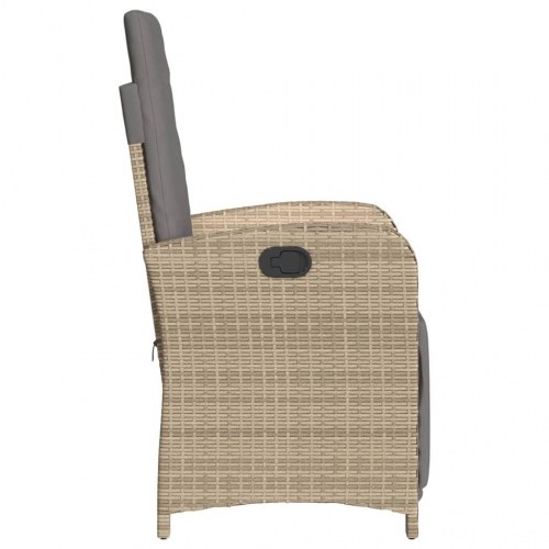 Havestole 2 stk. med lænefunktion og fodstøtte i polyrattan - beige (OUTLET B)