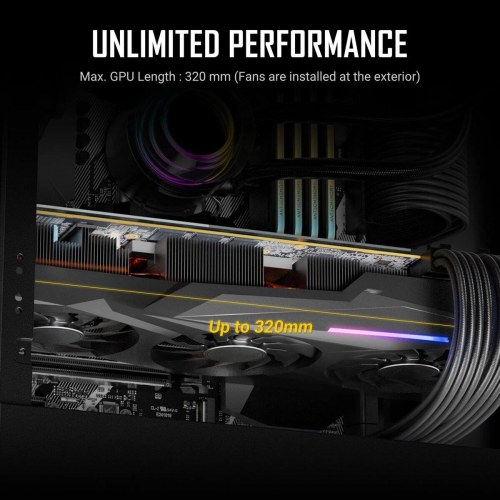 Antec NX500M - ATX/MicroATX mini-tower PC kabinet, sort med hærdet glas og RGB (OUTLET A)