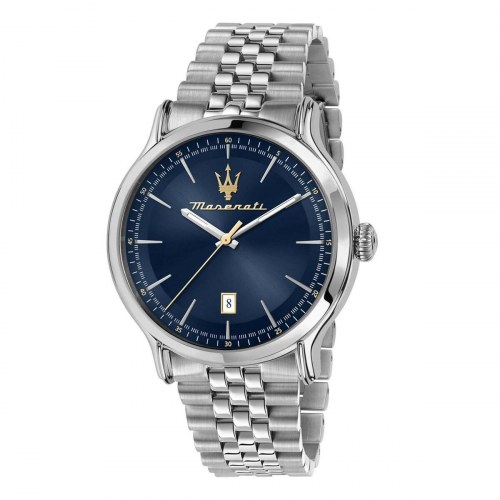 Maserati herreur - sølvfarvet armbåndsur med blå skive, 42 mm (OUTLET C)