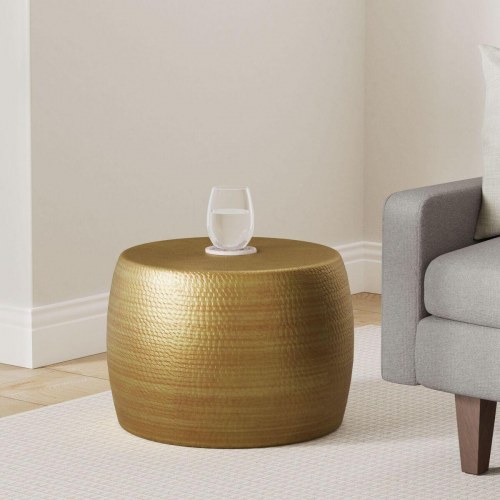 Sofabord i aluminium - gylden rund (OUTLET C)