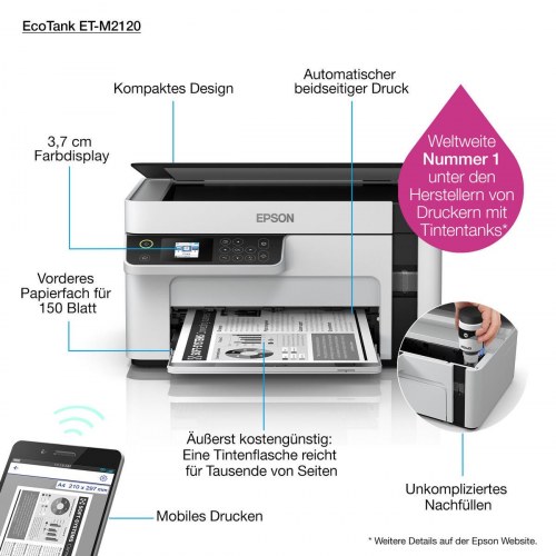 Epson EcoTank C11CJ18401 multifunktionsprinter - monokrom A4 med Wi‑Fi (OUTLET A)