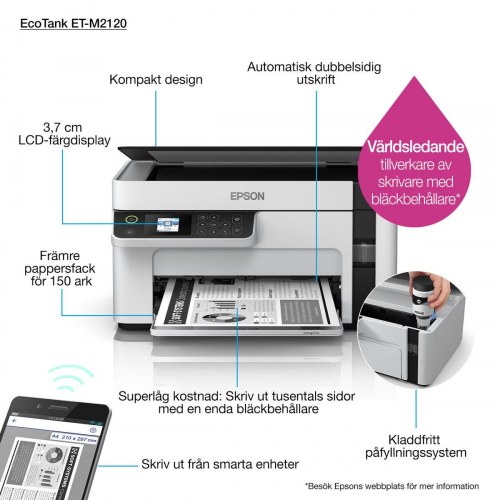 Epson EcoTank C11CJ18401 multifunktionsprinter - monokrom A4 med Wi‑Fi (OUTLET A)