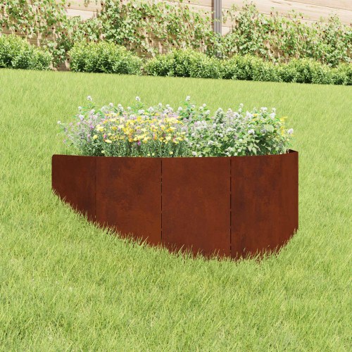 Plænekant i stål 100 × 45 cm - rusten pulverlakeret