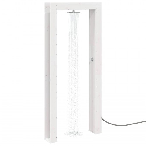 Udendørs bruser 226 cm - massivt fyrretræ og rustfrit stål, hvid