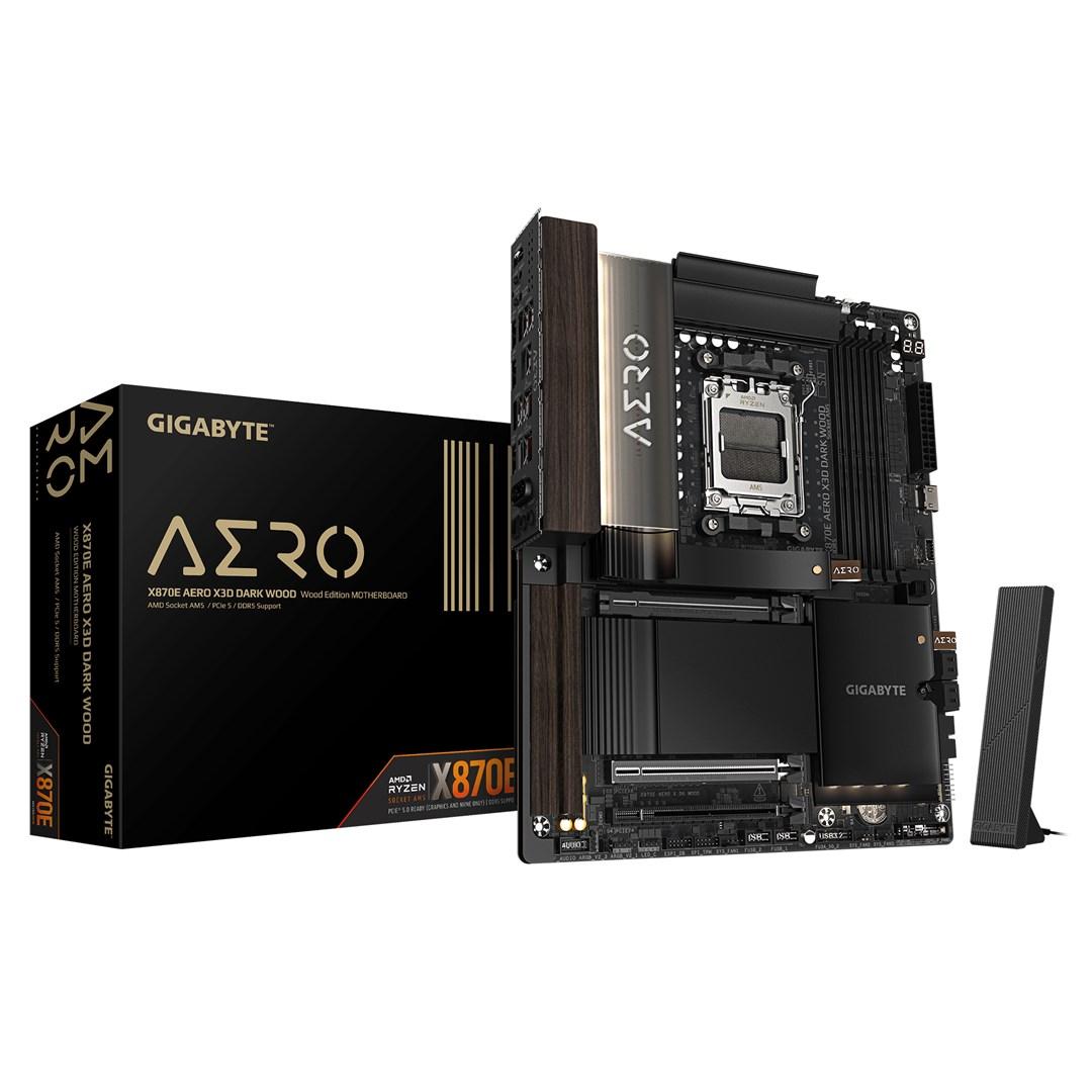 Gigabyte X870E Aero X3D Dark Wood bundkort - AM5, DDR5, PCIe 5.0, Wi‑Fi 7, USB4