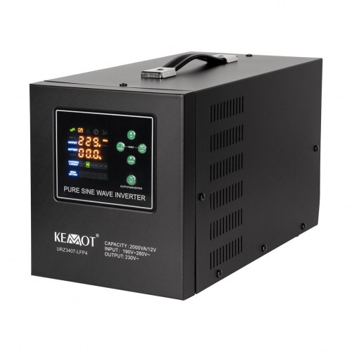 KEMOT PROsinus-2000 UPS/inverter med ren sinus og lader - 12 V til 230 V, 2000 VA / 1200 W