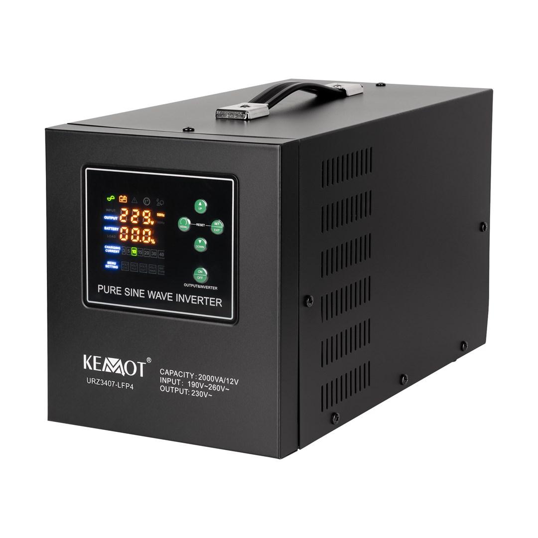 KEMOT PROsinus-2000 UPS/inverter med ren sinus og lader - 12 V til 230 V, 2000 VA / 1200 W