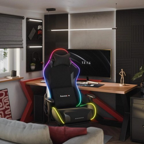 Huzaro Force 5.7 RGB gamerstol - sort, velour, 2D armlæn