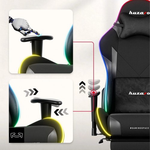 Huzaro Force 5.7 RGB gamerstol - sort, velour, 2D armlæn