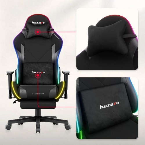 Huzaro Force 5.7 RGB gamerstol - sort, velour, 2D armlæn