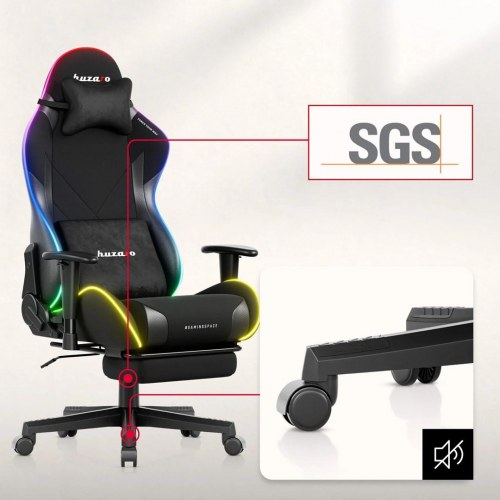 Huzaro Force 5.7 RGB gamerstol - sort, velour, 2D armlæn