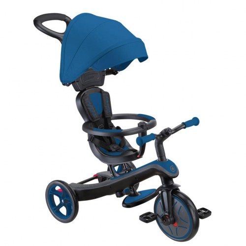 Explorer Trike 4-i-1 løbecykel/trehjulet cykel med styrestang - blå