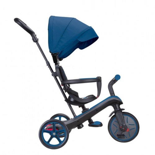 Explorer Trike 4-i-1 løbecykel/trehjulet cykel med styrestang - blå