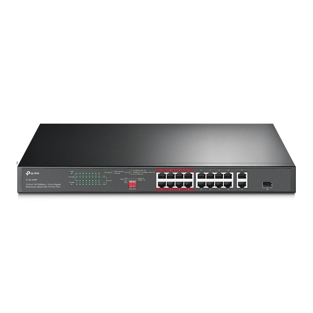 TP-Link TL-SL1218P 16-port PoE+ switch + 2x Gigabit, rackmount