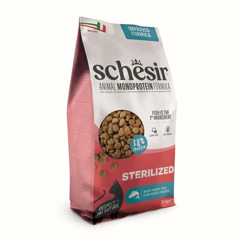 Schesir Animal Mono Protein Formula Sterilized - tørfoder til kat med fisk, 10 kg