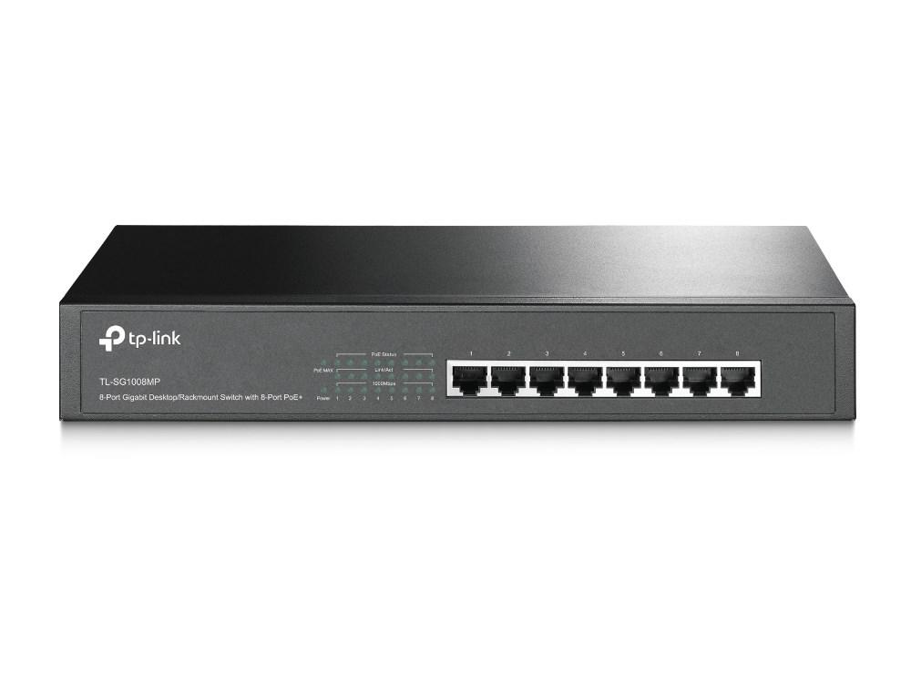 TP-Link TL-SG1008MP - 8‑ports uadministreret Gigabit switch med PoE+, sort