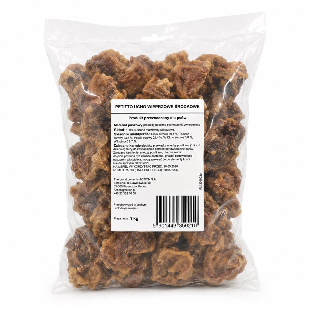 PETITTO Medium svineøre - monoprotein hundesnack 1 kg
