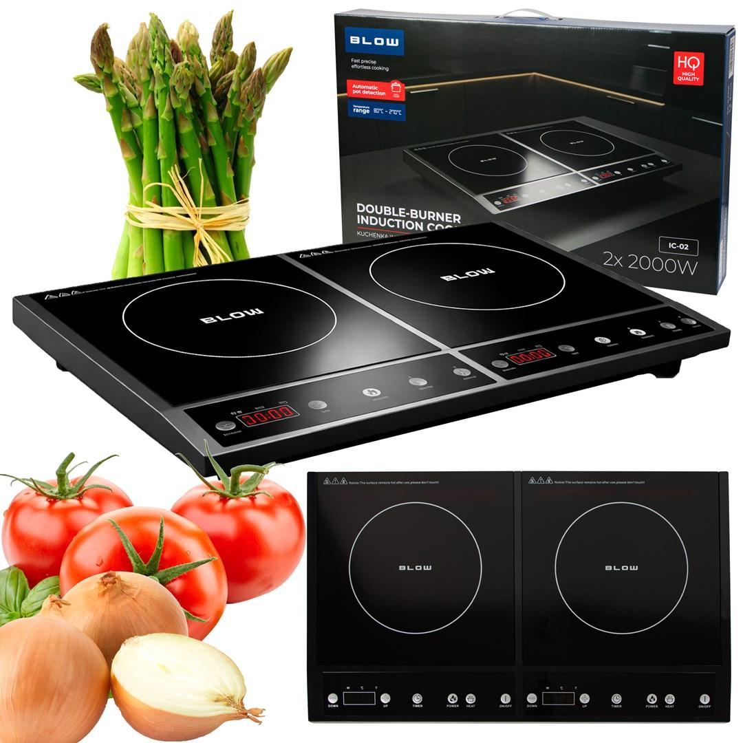 BLOW dobbelt induktionskogeplade - 2 zoner, 2.000 W + 2.000 W