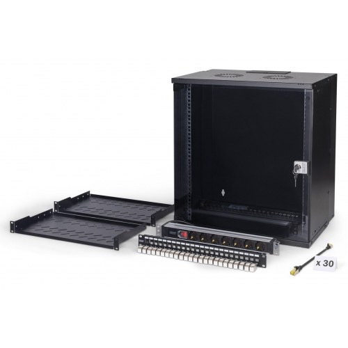 DIGITUS netværkssæt 19" vægskab - 12U, 54 × 40 cm (B × D), sort