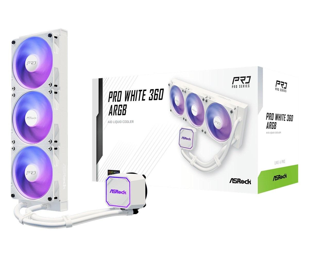 ASRock Pro White 360 ARGB - AIO væskekøler til CPU (hvid)