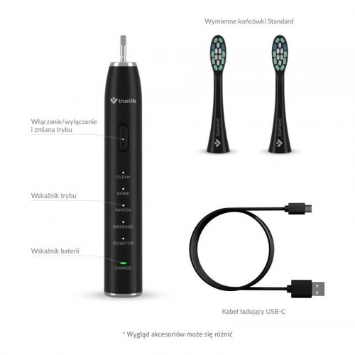 TrueLife SonicBrush Clean30 - sort sonisk tandbørste til voksne