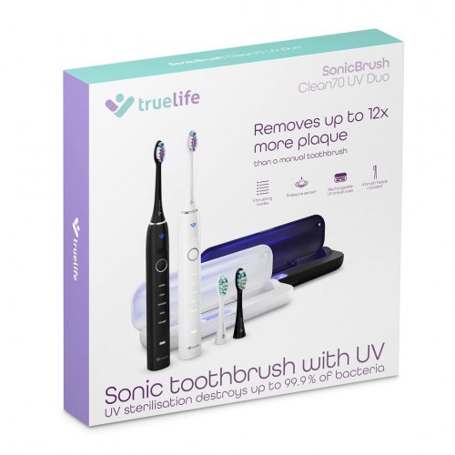 TrueLife SonicBrush Clean70 UV Duo - sonisk tandbørste (sort/hvid)