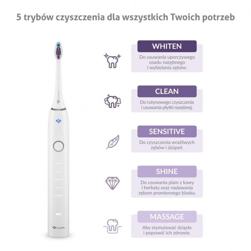 TrueLife SonicBrush Clean70 UV - sonisk elektrisk tandbørste, hvid
