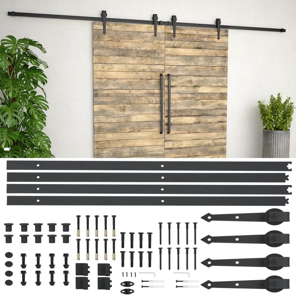 Hardwarekit til skydedør 2 x 183 cm stål sort