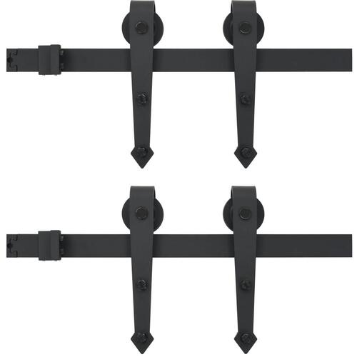 Hardwarekit til skydedør 2 x 183 cm stål sort