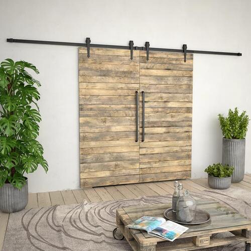 Hardwarekit til skydedør 2 x 183 cm stål sort