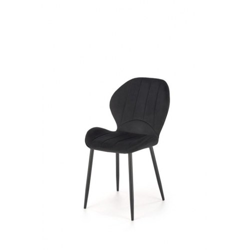 Spisestol K/538 - sort polstret stol med metalben