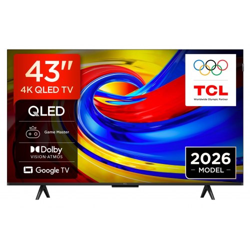 TCL 43P7L 43" 4K QLED Smart TV med Google TV - Sort