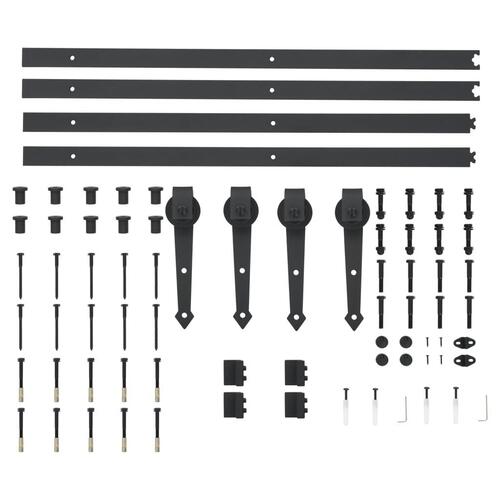 Hardwarekit til skydedør 2 x 183 cm stål sort