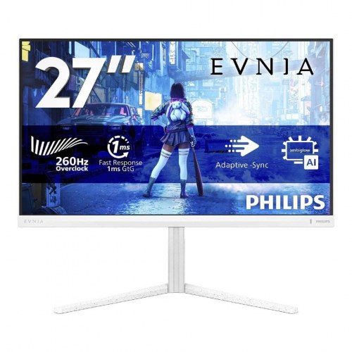 Philips Evnia 5000 27M2N5201P - 27" Full HD gaming-skærm, 260 Hz, Fast IPS - Hvid