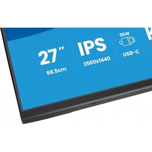 iiyama ProLite XB2797QSNPH-B1 - 27" IPS skærm, QHD, USB‑C 96 W, KVM, 5 MP webcam - Sort