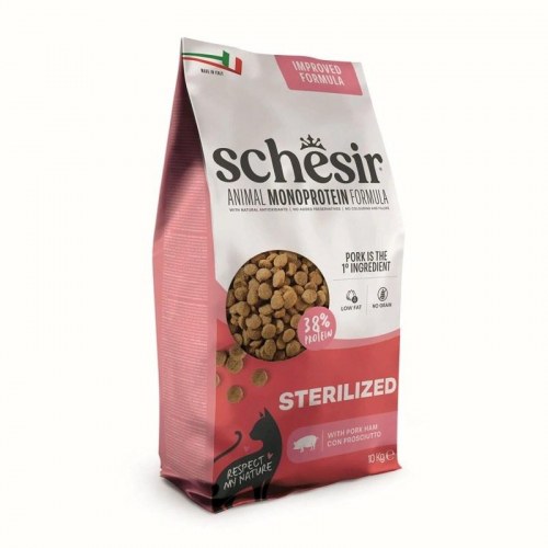 Schesir Animal Monoprotein Formula Sterilized - tørfoder til kat med skinke af svin, 10 kg