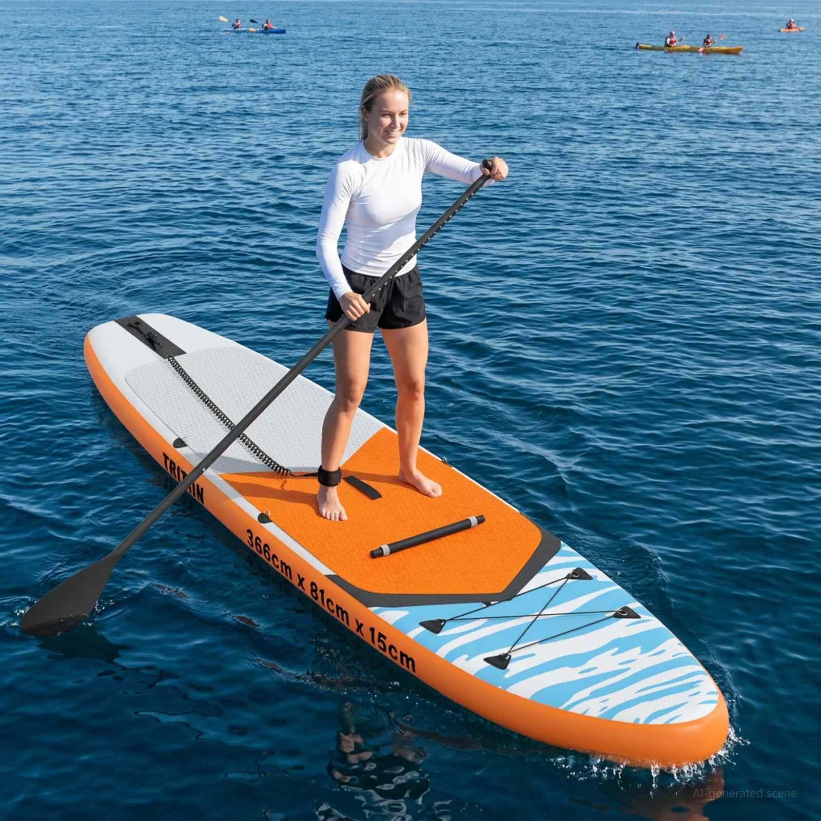 SUP-board med sæde 2-i-1 - TRITON 366 × 81 × 15 cm - blå billede