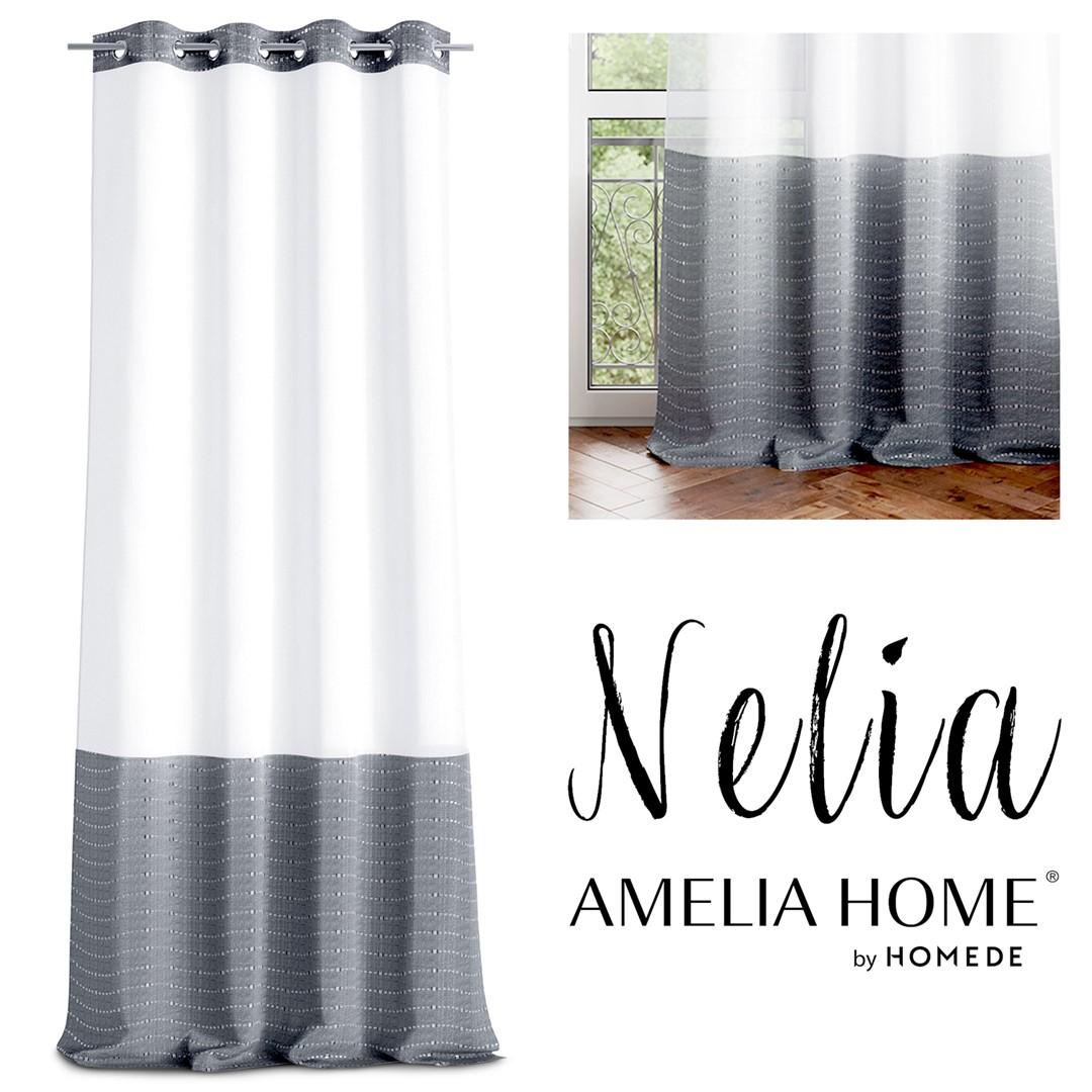 Amelia Home Nelia gardin 140×250 cm - hvid/grå med sølvøskner billede