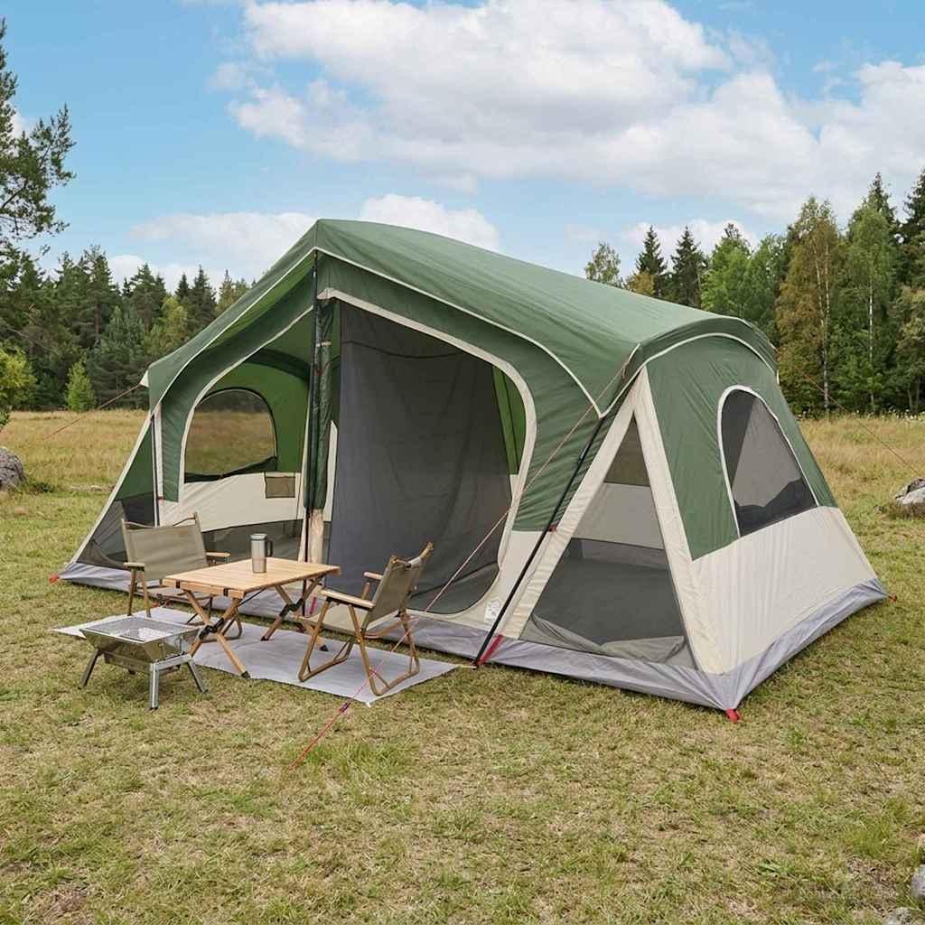 Hyttetelt med tag - grøn, 480 × 273 × 205 cm, polyester og stål billede