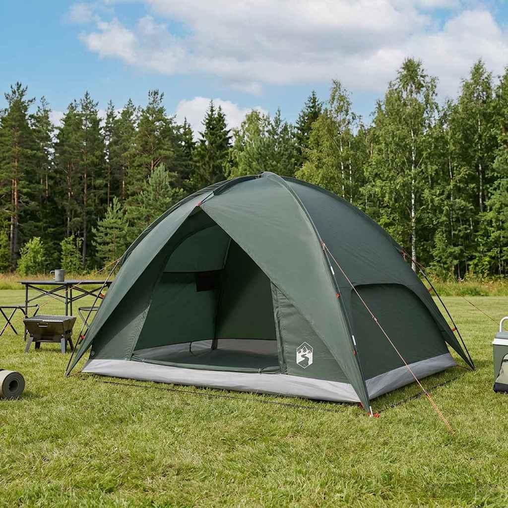 Camping telt med regnslag - kuppeltelt til 4 personer, vandafvisende, armygrøn billede