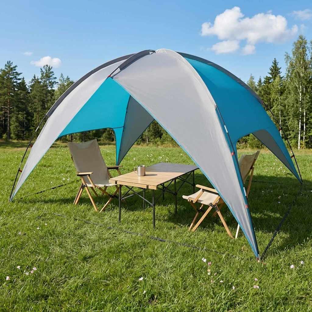 Camping telt med regnslag - vandafvisende kuppeltelt 4 personer, blå 310 × 245 × 160 cm billede