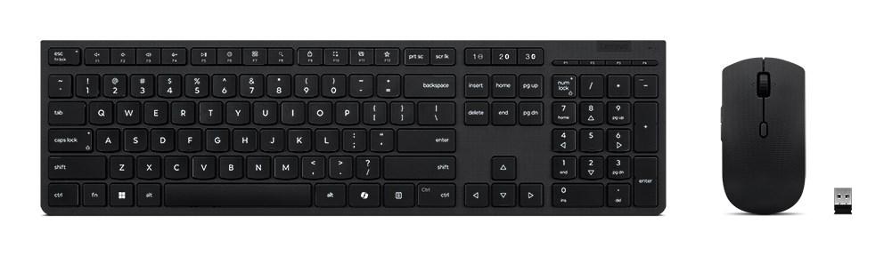 Lenovo 4X31R64328 trÃ¥dlÃ¸st tastatur og mus - RF + Bluetooth, tysk layout, sort