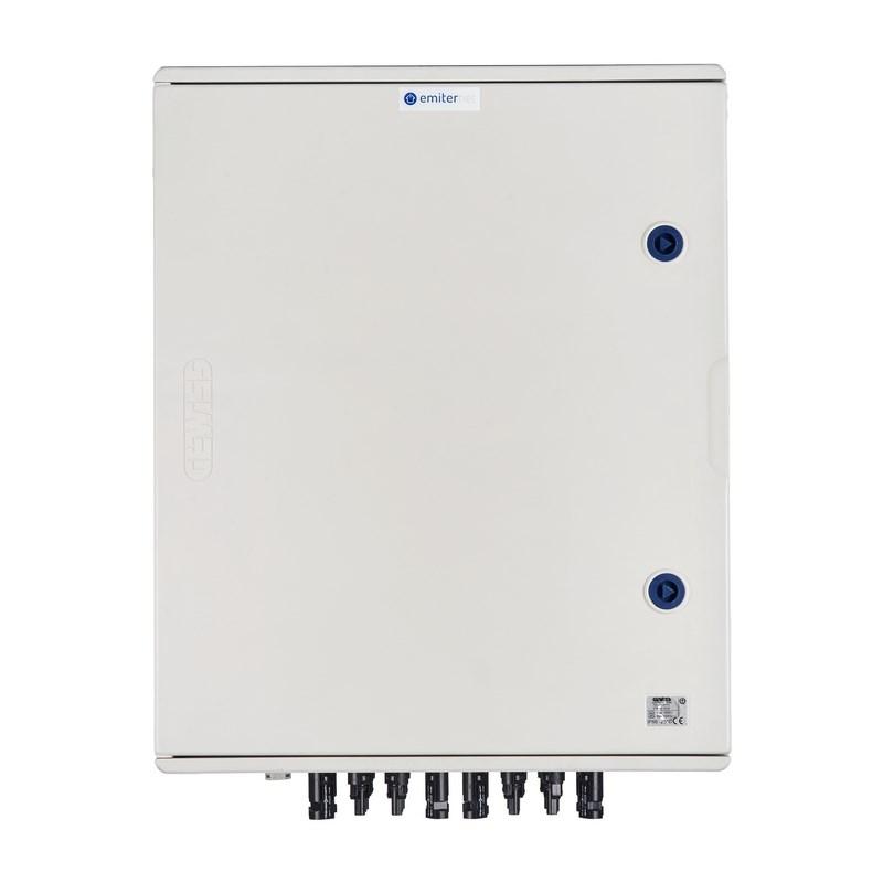 EMITER EM-1009 DC/AC kapslet fordeling IP66 med overspændingsbeskytter Dehn type 2 - 6 x PV-string, 6 x MPPT, AC Dehn type 2 100 A 3-faset, hovedsikring 100 A, fasevagt + stik billede