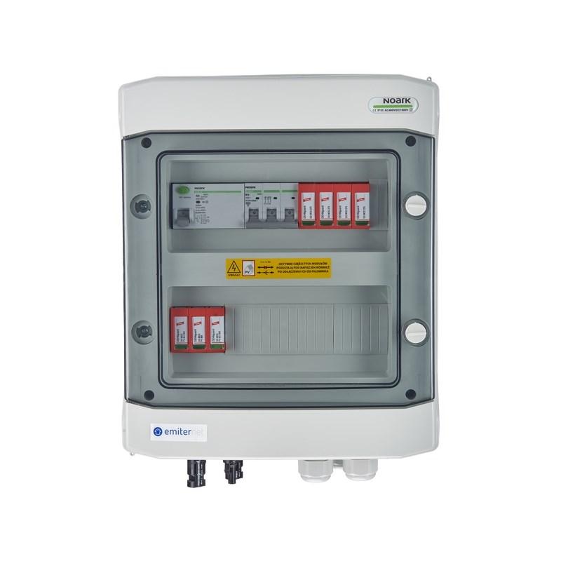 EMITER EM-714 DC/AC fordelerskab IP65 med Dehn Type 2 overspændingsbeskytter - 1 PV-streng, 1 MPPT, AC Dehn Type 2, 10 A 3-faset, RCD Type A 40 A/300 mA billede