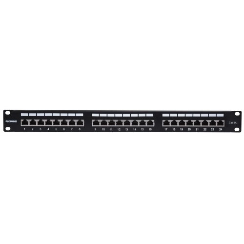Intellinet patchpanel Cat6a F/UTP - 24 porte, 1U, skÃ¦rmet, 90Â° top-entry, sort